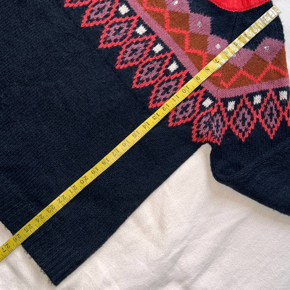 LOFT Outlet Black/Red/Pink/Sequin Patterned Crewneck Sweater- L - Picture 9 of 13